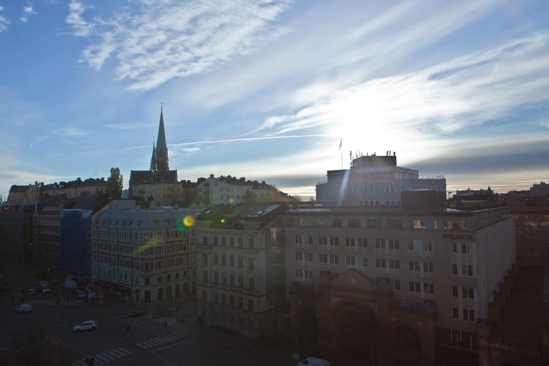 Utsikt över hustak i centrala Stockholm